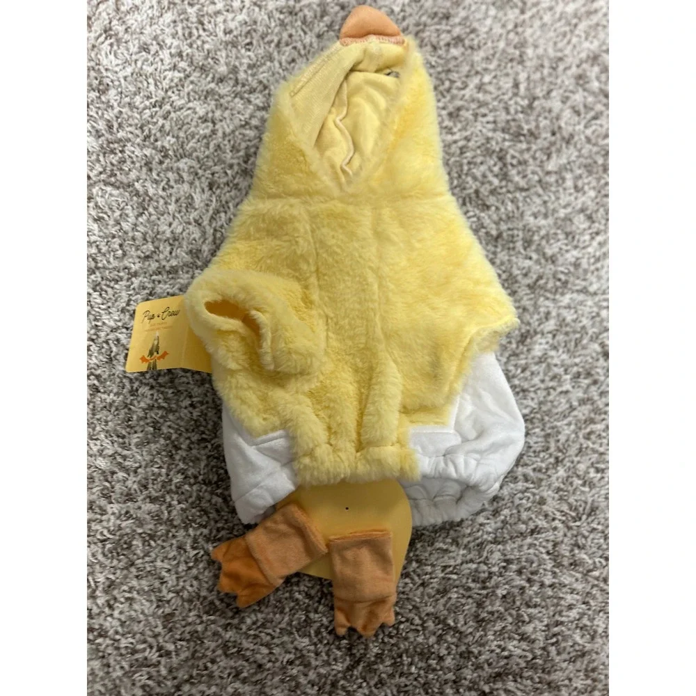 Pup Crew Dog Costume Hatching Chick Yellow Faux Fur Halloween Size Small S